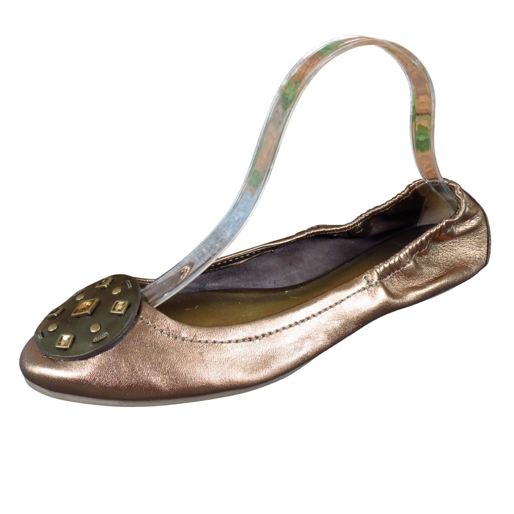 Ann Taylor Loft Womens Ballet Flat Sz 9 Casual Bronze Metallic Synthetic Studded